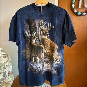 The Mountain Navy Blue Deer Graphic Short Sleeve Tee